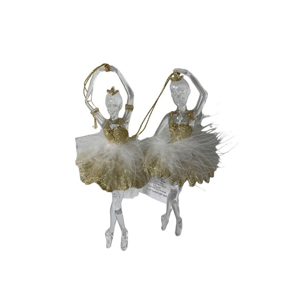 Gisela Graham London Gold and White Ballerina Christmas Ornaments Lot of 2 NWT - Picture 2 of 8